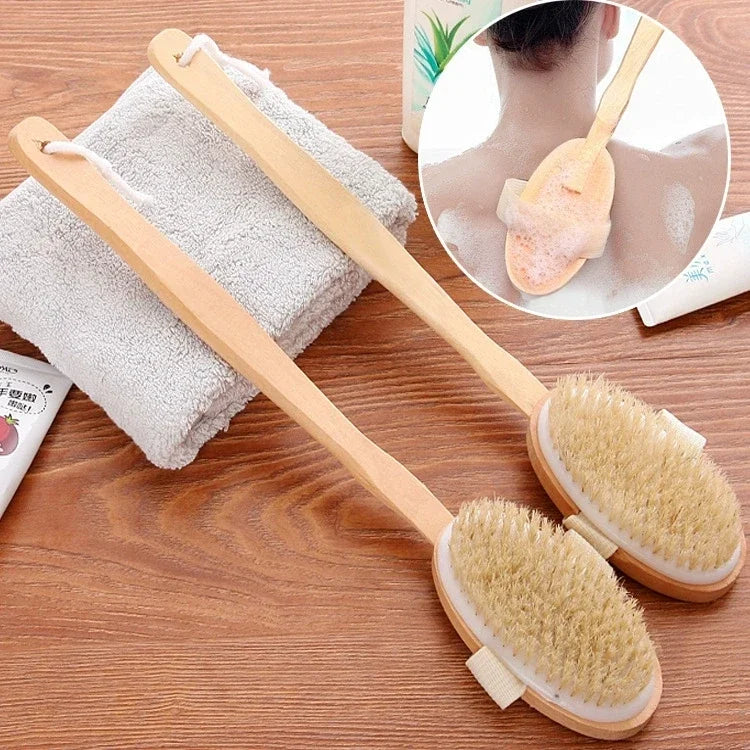 Long Handle Body Dry Brush – Wet & Dry Exfoliating Shower Brush Body Exfoliating Brush Peaceful Pleasures Health and Wellness