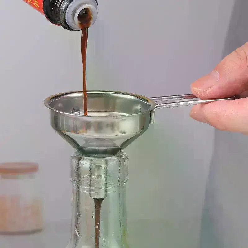 Stainless Steel Funnel with Handle | Small Metal Bottle Funnel Kitchen Funnel Peaceful Pleasures Health and Wellness