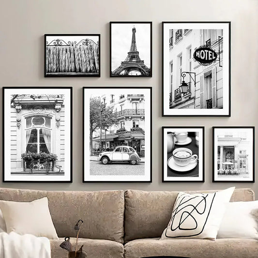 Vintage Car Canvas Wall Art | Nordic Black & White Paris Print Canvas Wall Art Print Peaceful Pleasures Health and Wellness