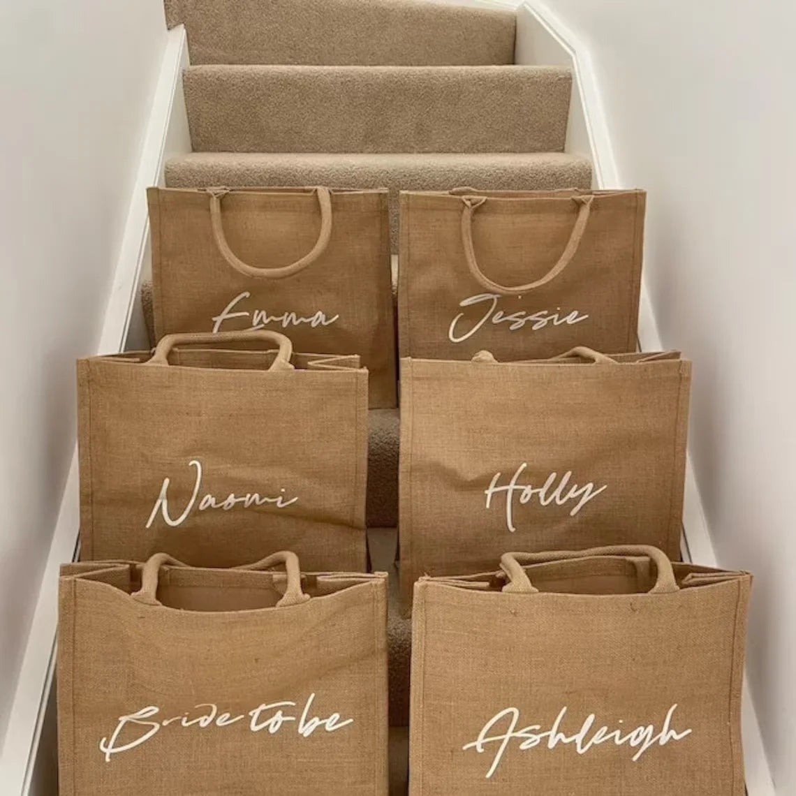 Personalized Burlap Beach Tote Bag | Bridesmaid Bridal Gift