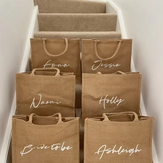 Personalized Burlap Beach Tote Bag | Bridesmaid Bridal Gift Personalized Tote Bag Peaceful Pleasures Health and Wellness