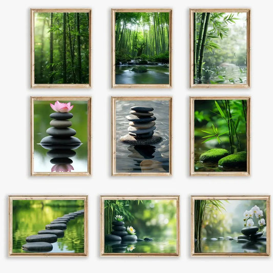 Bamboo Forest Flowers Scenery Canvas Wall Art | Home Décor Canvas Wall Art Peaceful Pleasures Health and Wellness