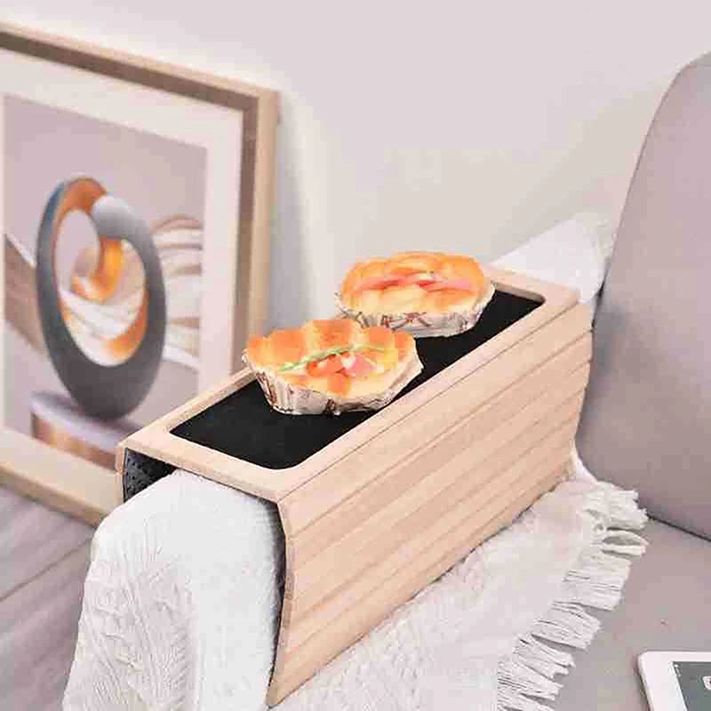Bamboo Sofa Arm Tray Table | Anti-Slip Armrest Organizer Sofa Arm Tray Peaceful Pleasures Health and Wellness
