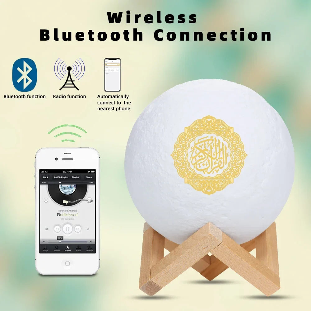 Quran Bluetooth Speaker Night Light Lamp | Azan & MP3 Player