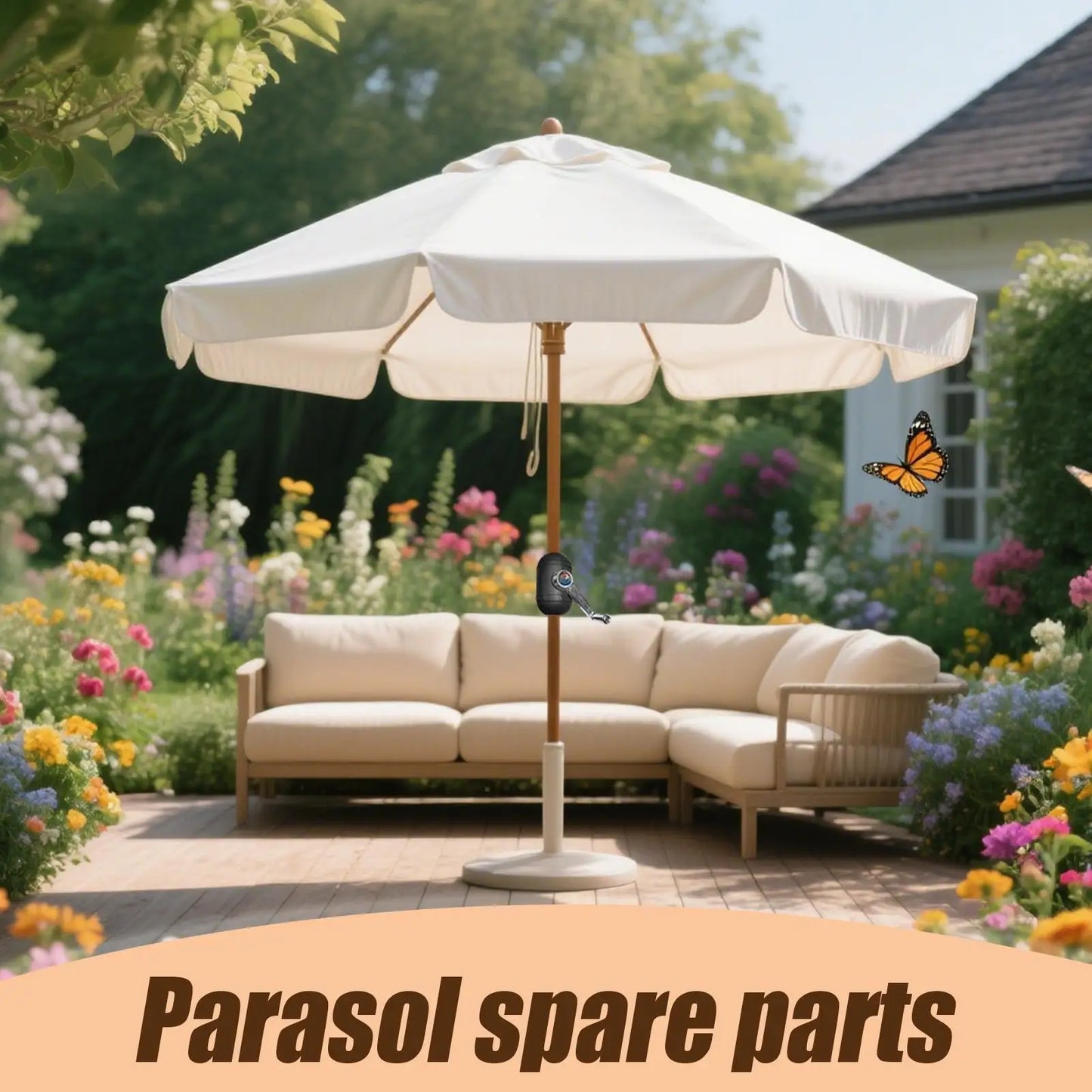 Patio Umbrella Accessories Space-saving Parasol Parts Hand Cranked Long-Lasting Middle Column Umbrella For Balcony Pool Picnic Peaceful Pleasures Health and Wellness