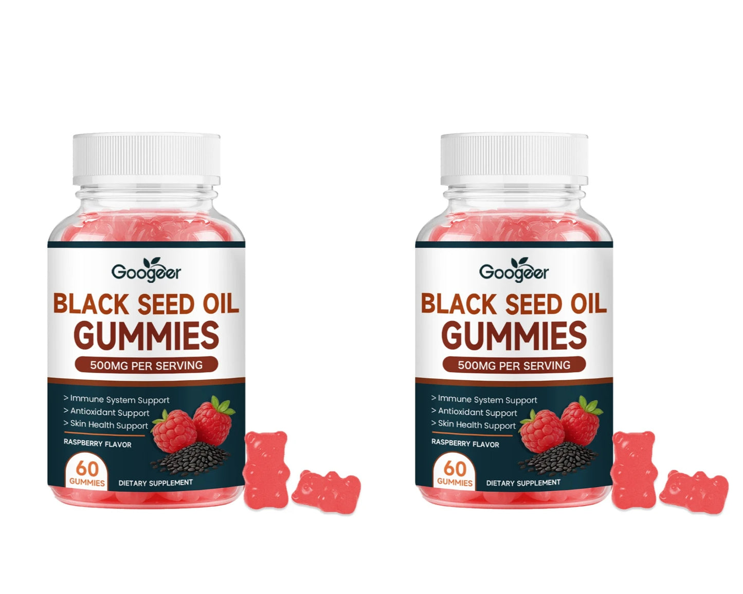 Googeer Black Seed Oil Gummies with Zinc | 60 Raspberry Gummies
