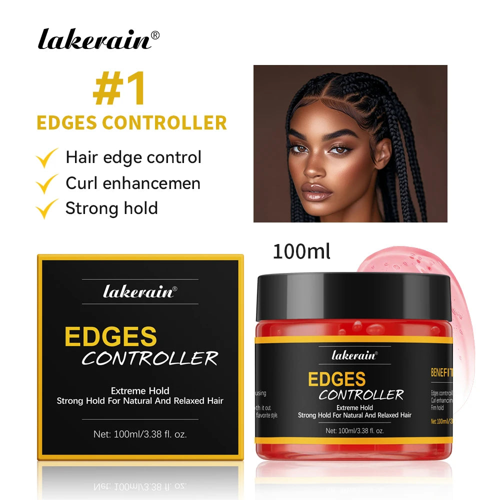Lakerain Strong Styling Hair Gel Long Lasting Control Edge Gel Smoothes Nourishes Hair Curl Enhancement Strong Hold Hair Gel Peaceful Pleasures Health and Wellness