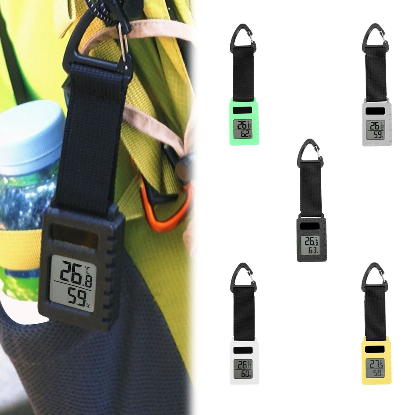 Backpacking Hiking Travel Thermometer Temperature Humidity Meter Sensor Gauge Travel Mountaineering Vehicle Pendant Keychain Peaceful Pleasures Health and Wellness