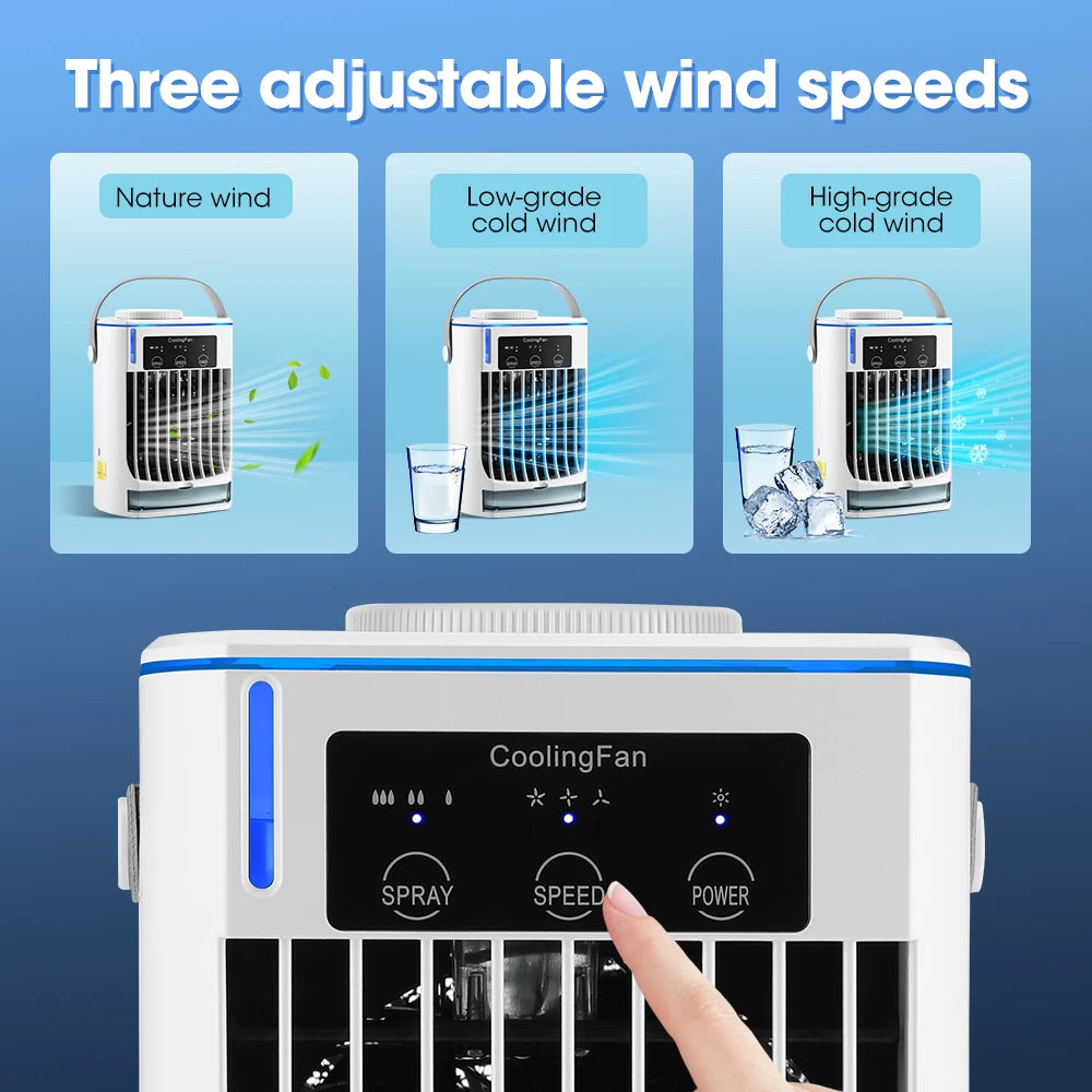 Small Space Air Conditioning for Home Rechargeable Portable Summer Desktop Air Cooler Spray Fan Moist Clean Air for Office Room Peaceful Pleasures Health and Wellness