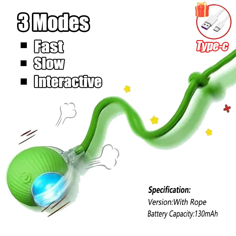 Electric Auto-Rolling Interactive Cat Ball Toy | USB Rechargeable
