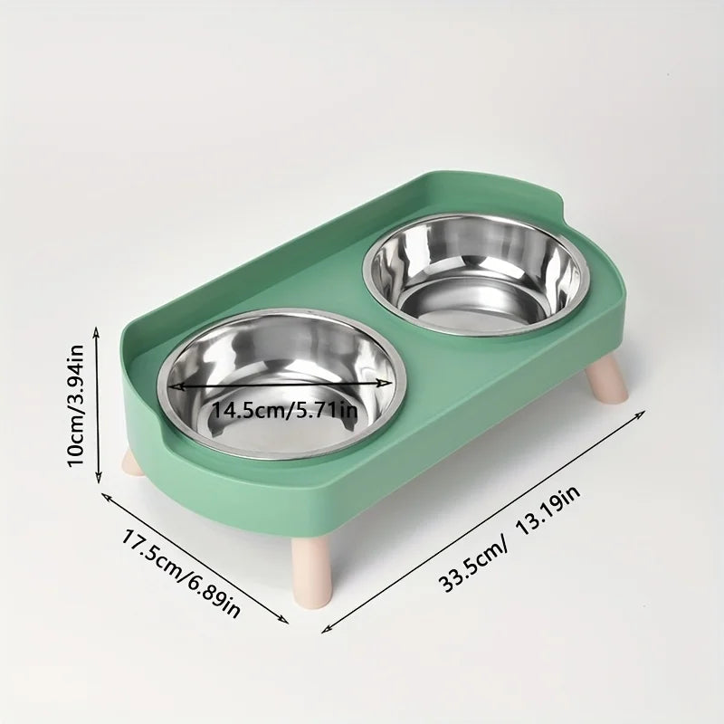 Raised Cat Bowl Set – 2 Stainless Steel Food & Water Bowls