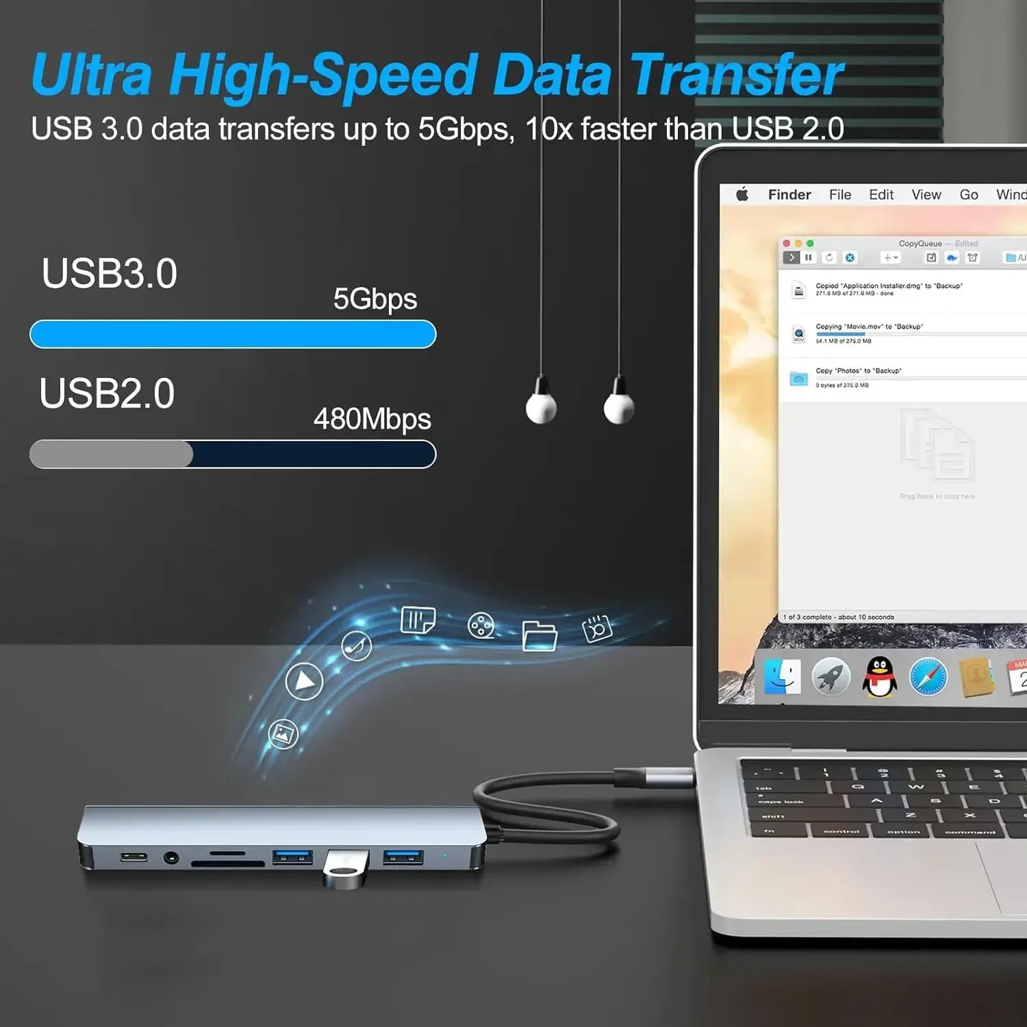 USB C Hub 8-in-2 USB Splitter with USB 3.0/2.0 USB-C Data 3.5 Audio SD/TF Card Reader Multiport USB C HUB for MacBook Laptop Peaceful Pleasures Health and Wellness