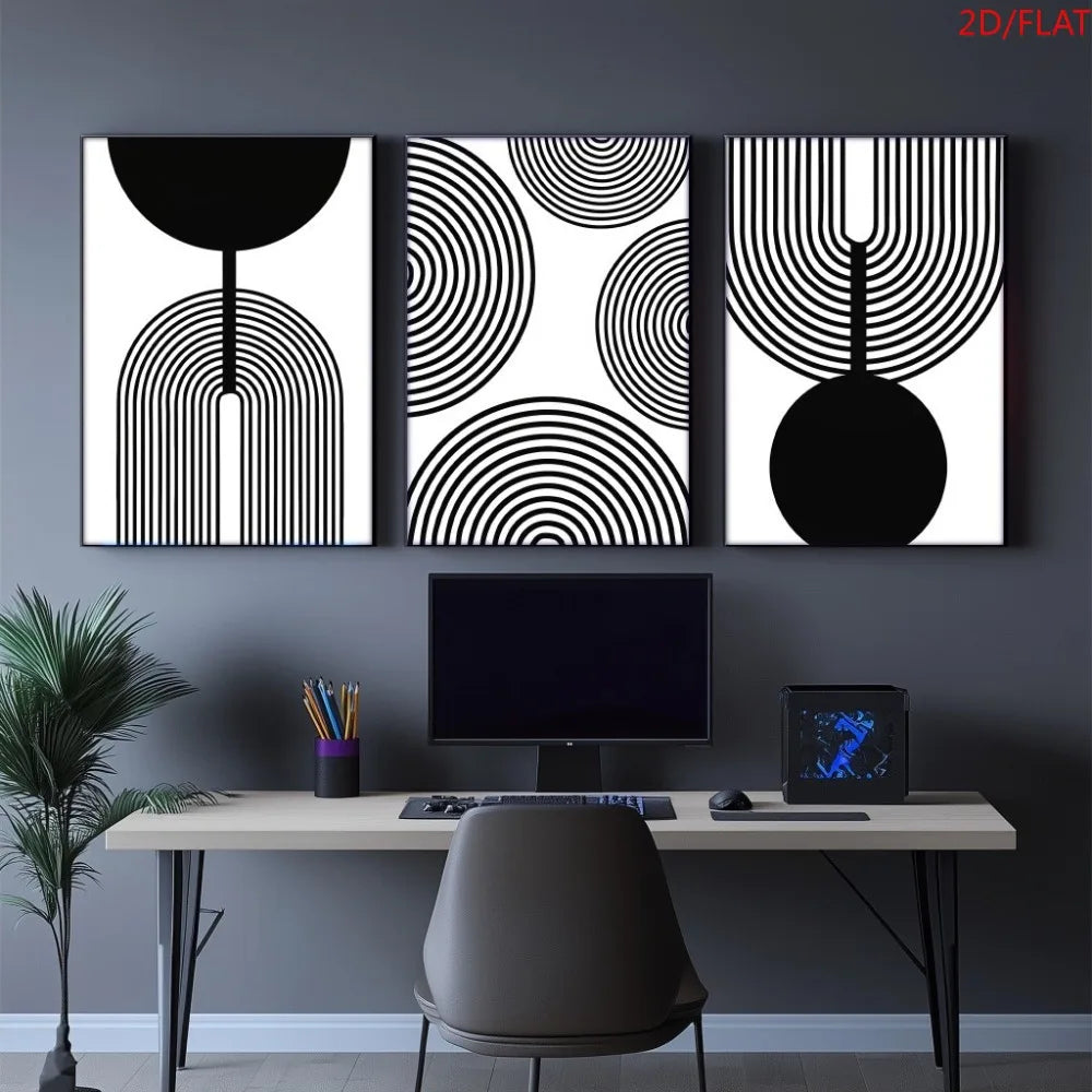 3-Piece Abstract Geometric Canvas Poster Set | Wall Art Décor Canvas Wall Art Set Peaceful Pleasures Health and Wellness 90x130cm No Frame ZLH11320-3pcs