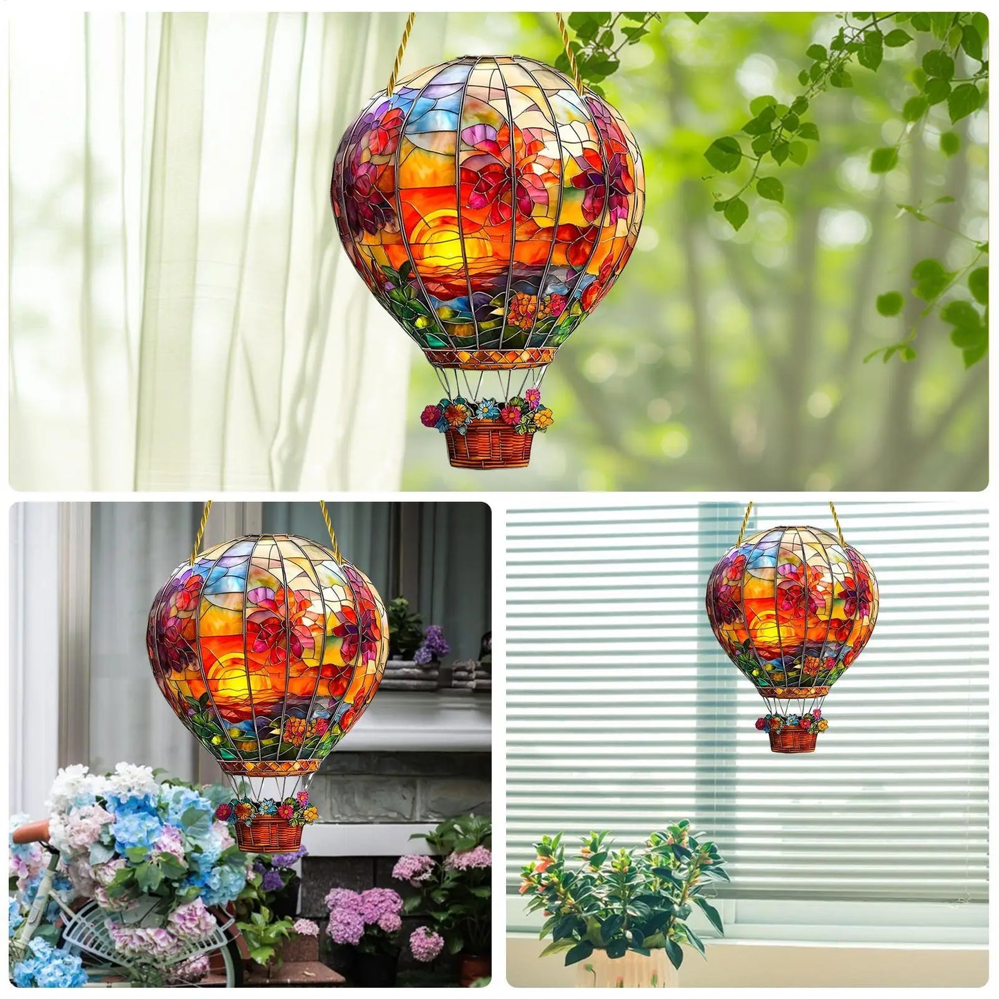 Hot Air Balloon Acrylic Sun Catcher – Colorful Window Decor