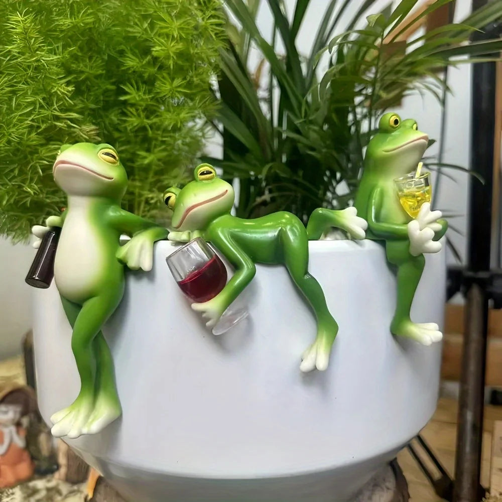 Miniature Frog Figurines | Funny Frog Planter Hugger Garden Decor
