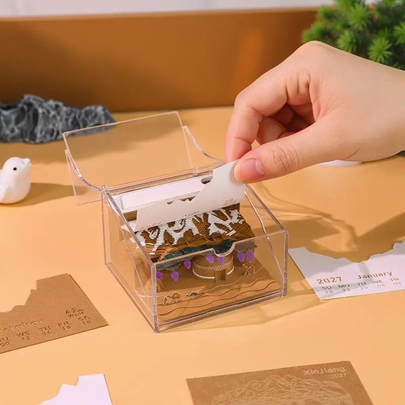 2027 3D Desk Calendar with LED Light & Tear-Away Pages