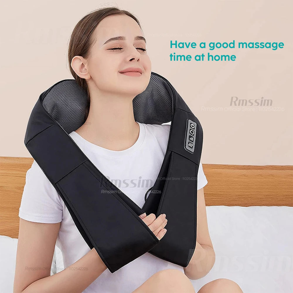 Shiatsu Neck and Shoulder Massager Heated Back Massager U Shape Deep Kneading Electric Massage Pillow For Neck Waist Leg Body Peaceful Pleasures Health and Wellness
