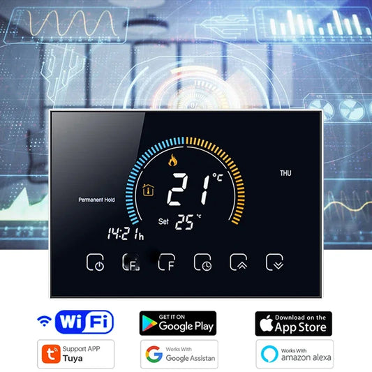 TUYA Wi-Fi Smart Large Colorful Screen Room Programmable Air Thermostat WIFI for Switch Heating Cooler Bridge Voice Alexa Peaceful Pleasures Health and Wellness