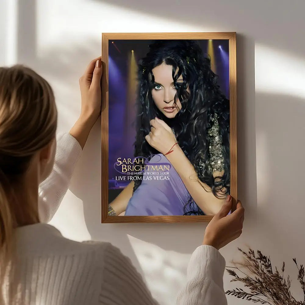 Singer S-Sarah Brightman Poster HD Self Adhesive Waterproof Wall Art Ideal for Home Office Dorm Bedroom Great Gift Peaceful Pleasures Health and Wellness White1 50X70cmNoframe