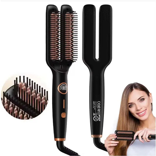 Hair Straightener Brush 2 In 1 Quick Heating Smoothing Brush Lcd Digital Anti Scalding One Step Hair Straightener Comb Peaceful Pleasures Health and Wellness