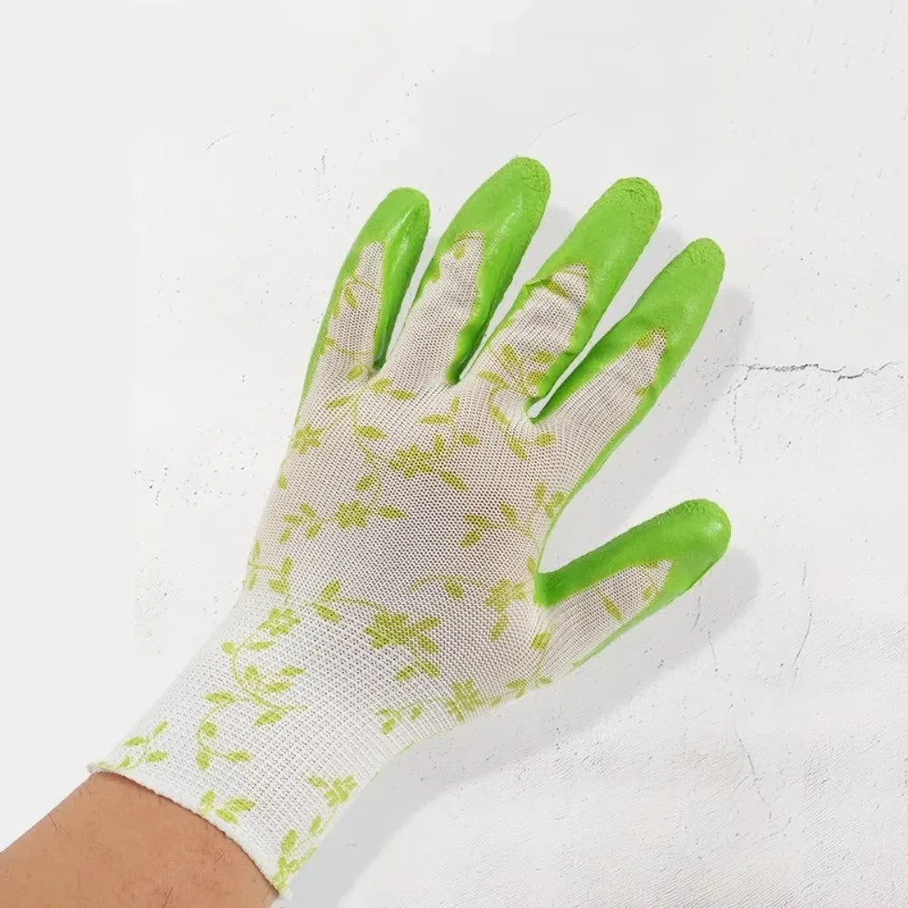 3Pairs Durable Breathable Gardening Gloves Comfortable Printed Latex Foam Gloves Lightweight Flexible Working Glove Farm Peaceful Pleasures Health and Wellness