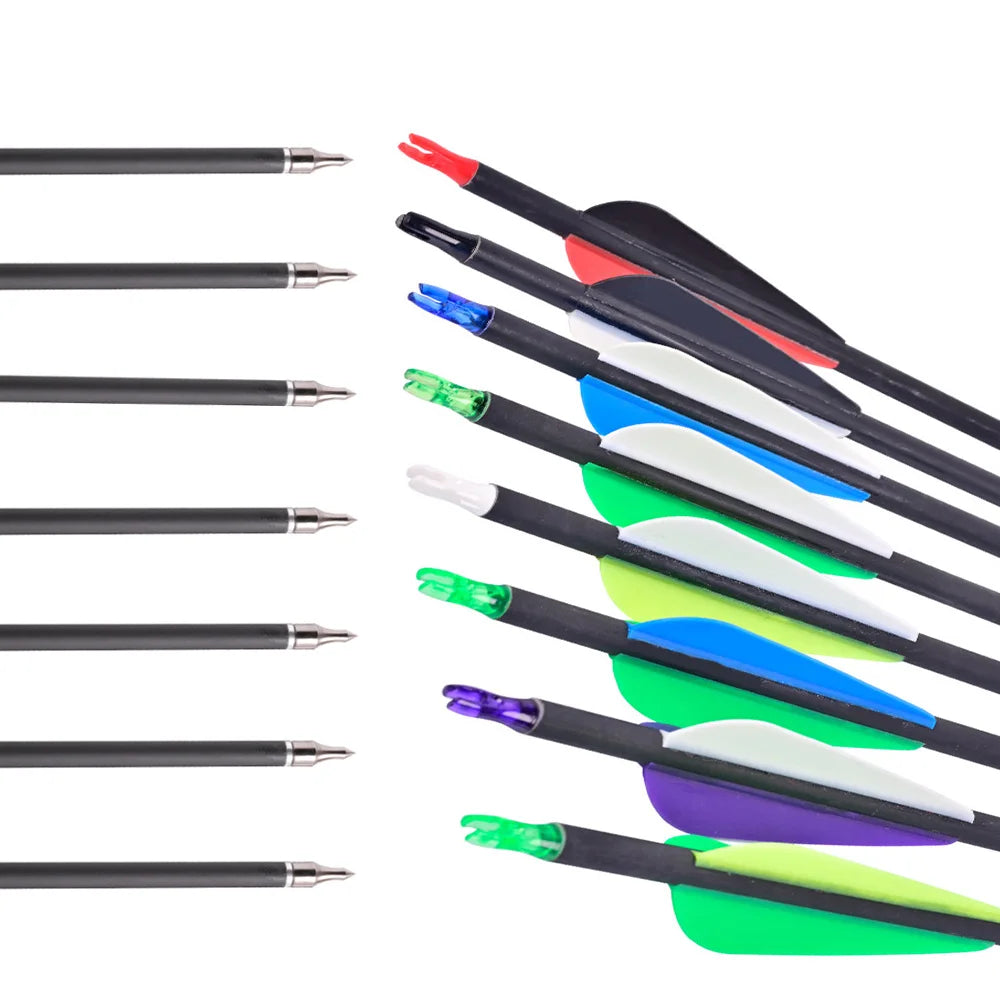 6 12 Archery Hunting Mixed Carbon Arrows Sp500 Replaceable Arrowhead