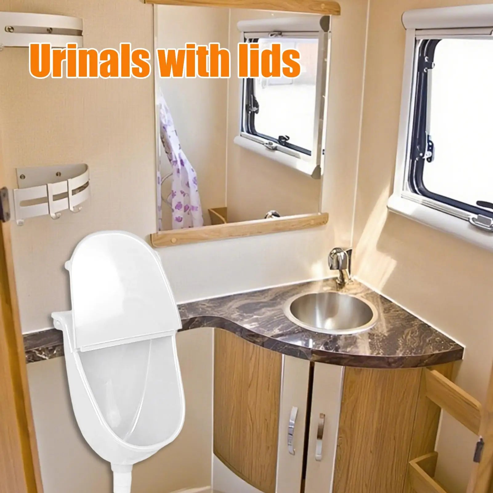Wall Urinal Urine Separator PP Wall Mounted Toilet Odorless Urine Separator with Lid for Home Motorhome Boy Men Dorm Garden Peaceful Pleasures Health and Wellness