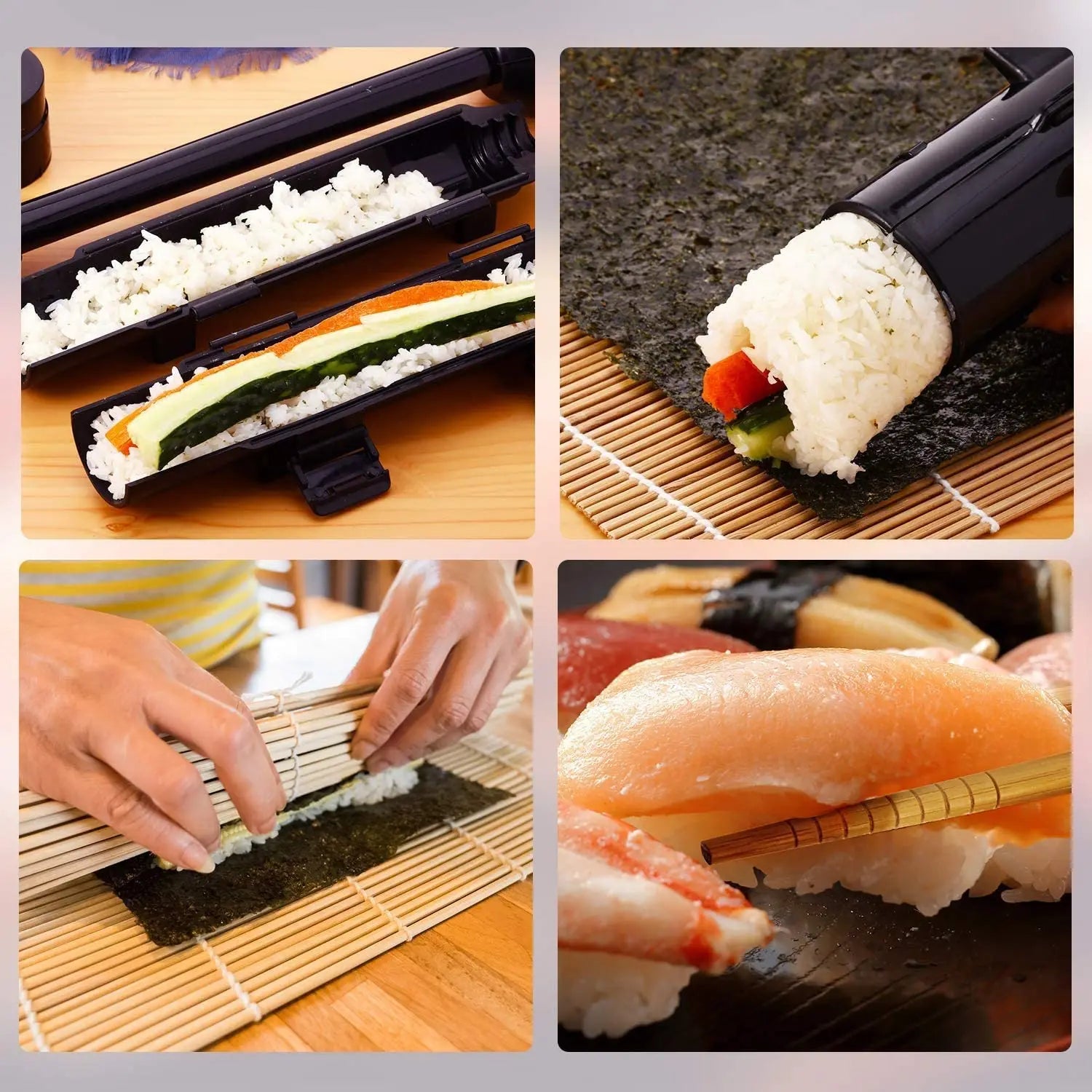 Sushi Maker Set, Sushi Bazooka Kit Machine Rice Mold with Bamboo Sushi Rolling Mat, Rice Paddle, DIY Kitchen Tools Accessories Peaceful Pleasures Health and Wellness