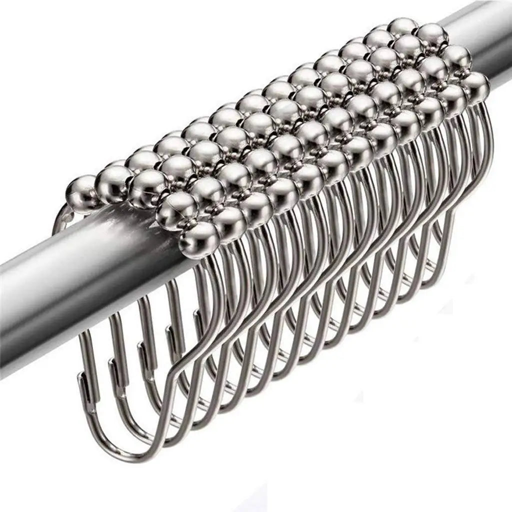 12-Pack Rustproof Rollerball Shower Curtain Rings – Satin Nickel