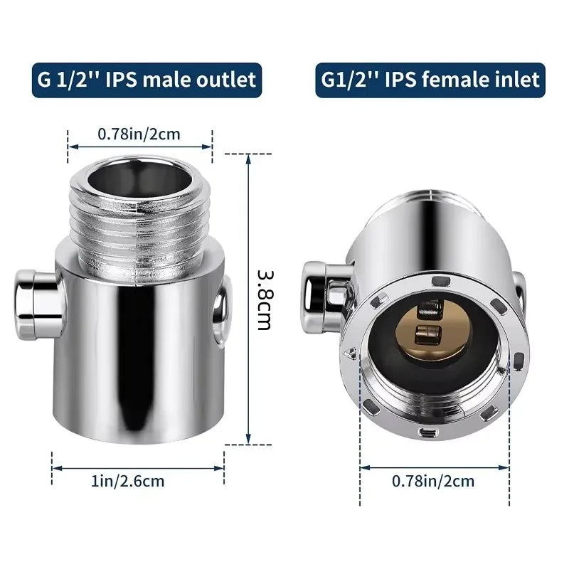 ABS Shower Head Diverter Valve & Water Stop Adapter | G 1/2