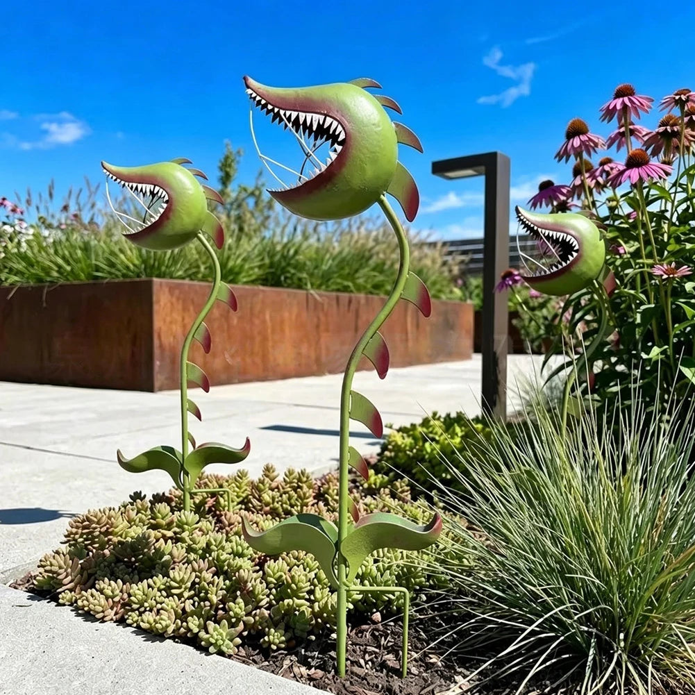 Man Eating Flower Pitcher Plant Iron Decorative Stake,Metal Carnivorous Plant Garden Stake,Yard/Garden Landscape/Pathway Decor Peaceful Pleasures Health and Wellness