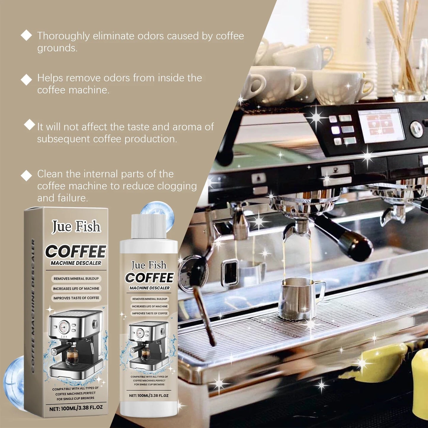 Jue-Fish Coffee Machine Descaler & Cleaner 100ml