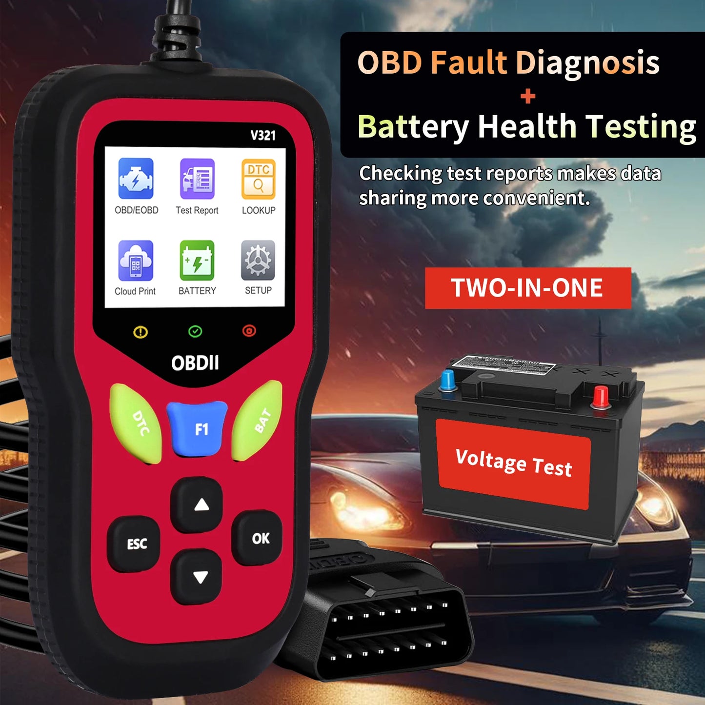 V321 Obd2 Car Diagnostic Tool, Professional Auto Code Reader, Fast Clear Check Engine Light, Real Time Data Stream & Vehicle Sta Peaceful Pleasures Health and Wellness