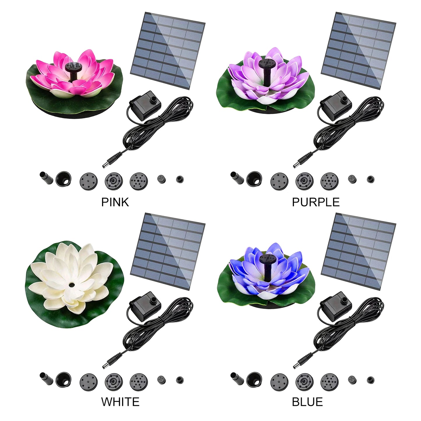 Lotus Solar Bird Bath Fountains with 6 Nozzles Solar Fountain Water Pump Easy Install for Garden Pond Pool Fish Tank and Outdoor Peaceful Pleasures Health and Wellness