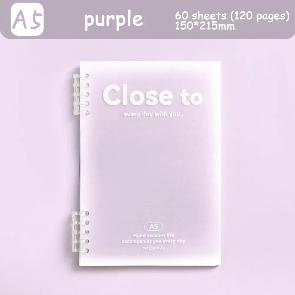 Simple Stationery A5/B5 Binder Notebook Horizontal Line Gradient Color Kawaii Loose-Leaf Notebook 60 Sheets PVC Cover Peaceful Pleasures Health and Wellness purple-A5
