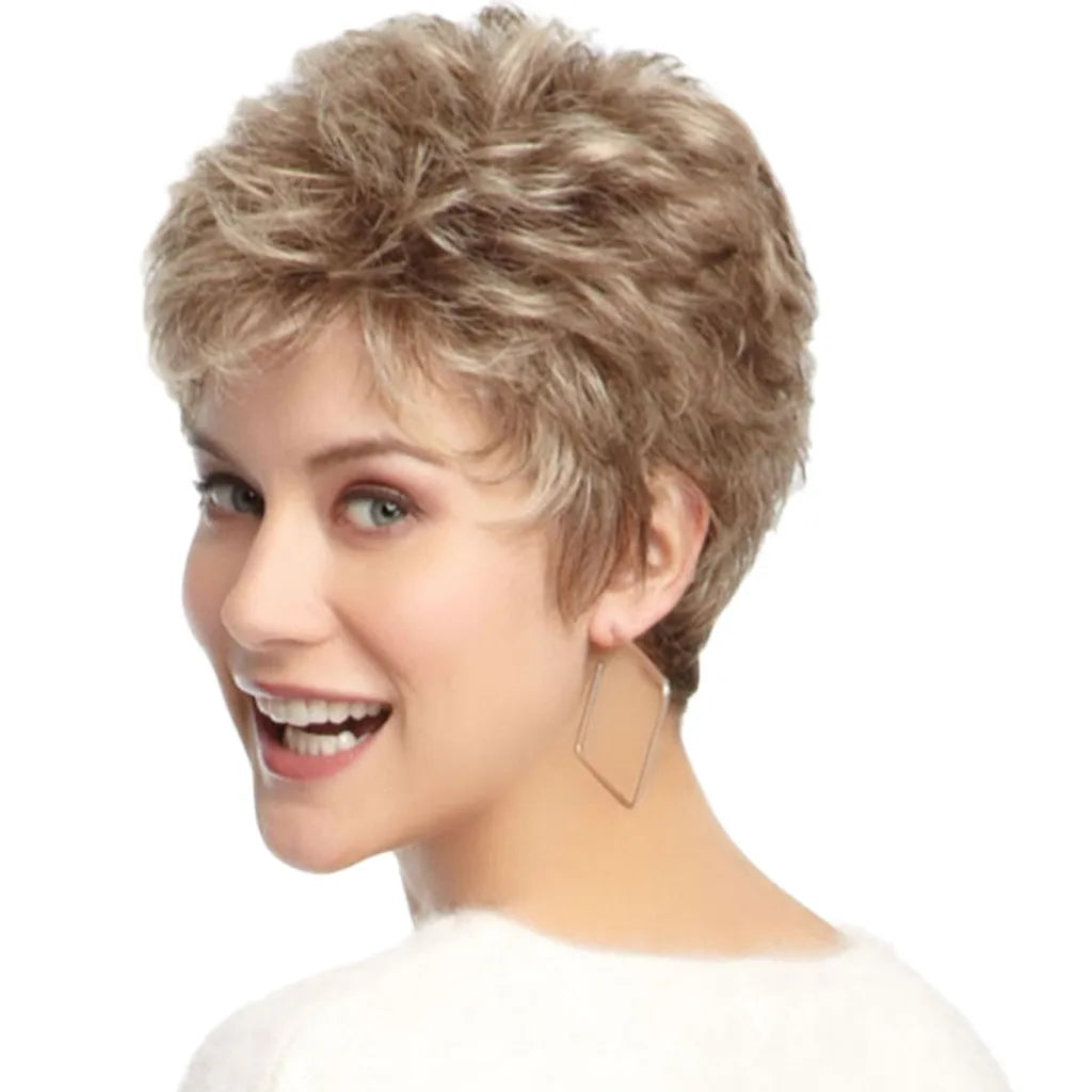 Wigs for Women Natural Synthetic Short goldenLayered Hair Wig with Fluffy Bangs Afro Daily Heat Resistant Peaceful Pleasures Health and Wellness