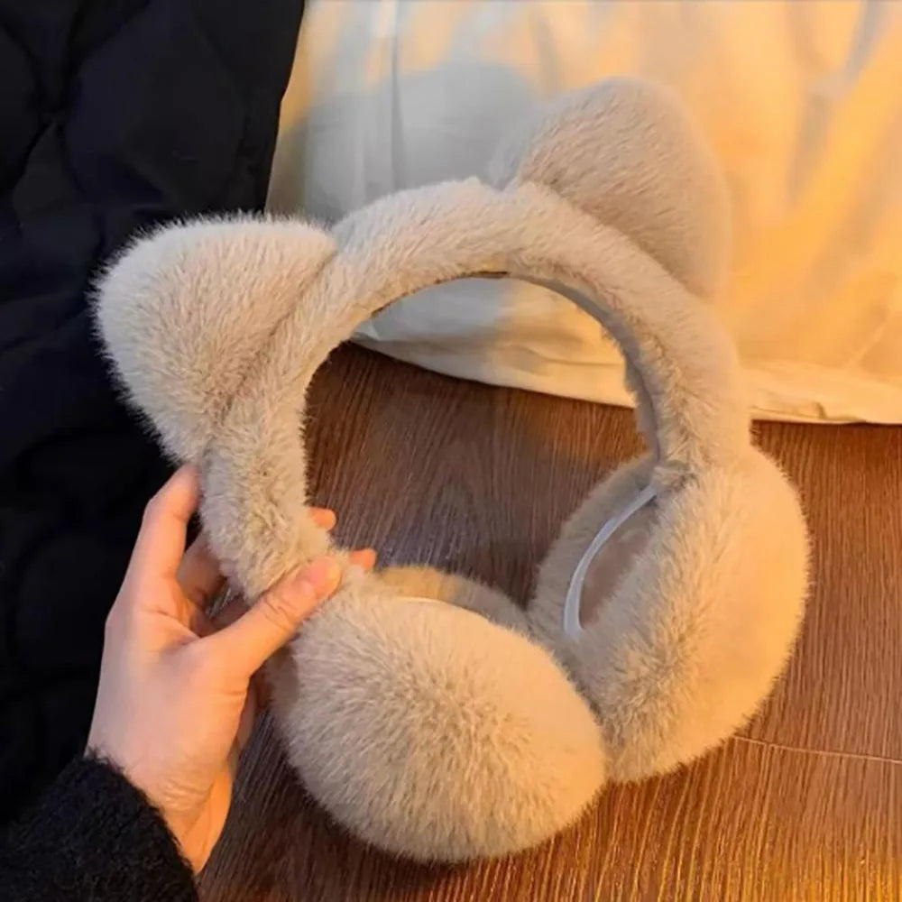 Cute Cat-ear Plush Ear Protectors Winter Students Cycling Keeping Warm Protecting Ears Windproof and Cold-proof Ear Coverings Peaceful Pleasures Health and Wellness khaki
