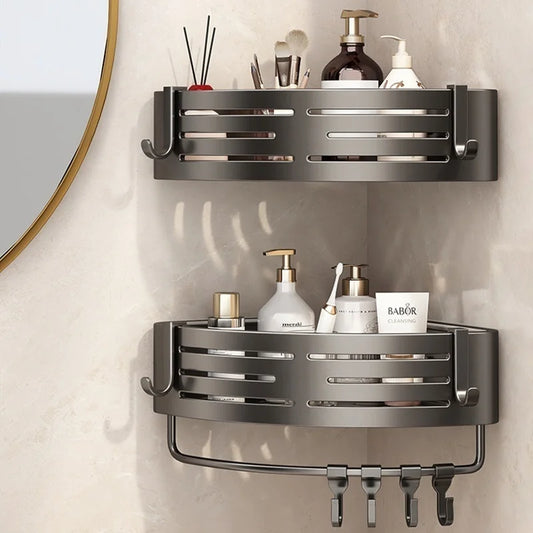 No-Drill Suction Cup Corner Shelf | Bathroom Shampoo Holder Bathroom Corner Shelf Peaceful Pleasures Health and Wellness