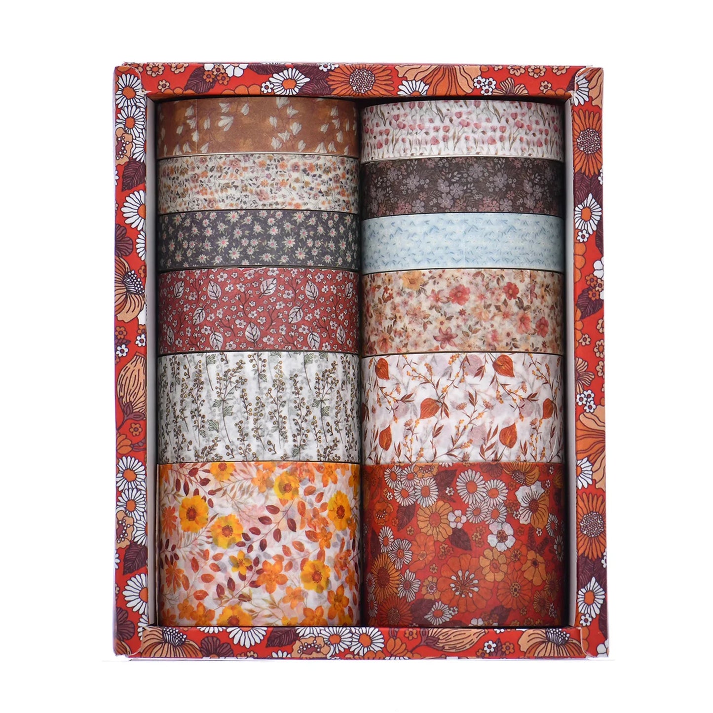 12-Roll Floral Washi Tape Set – Vintage Plant DIY Craft Tapes