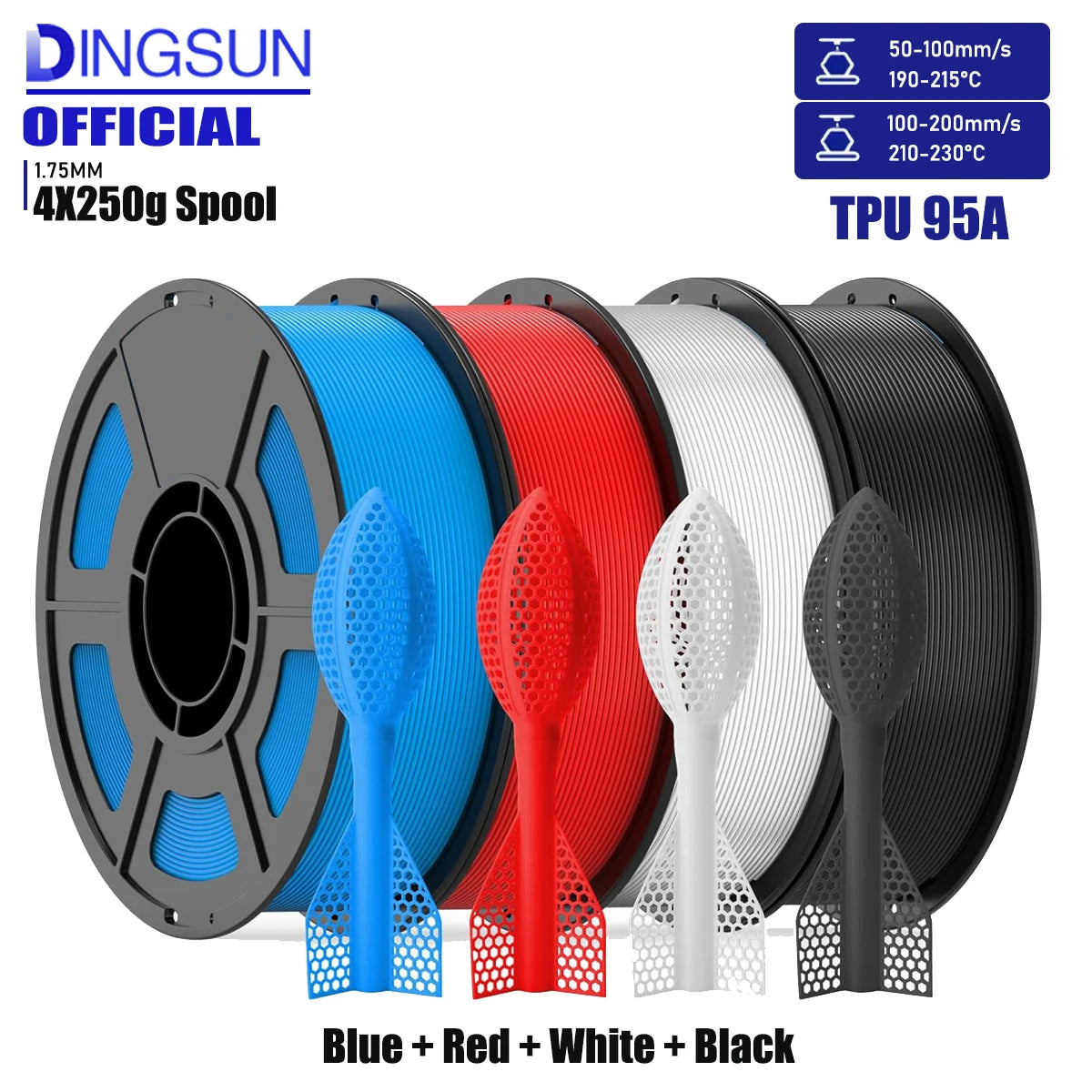 DINGSUN 3D TPU 1.75mm 95A Flexible FDM 3D Printer Filament