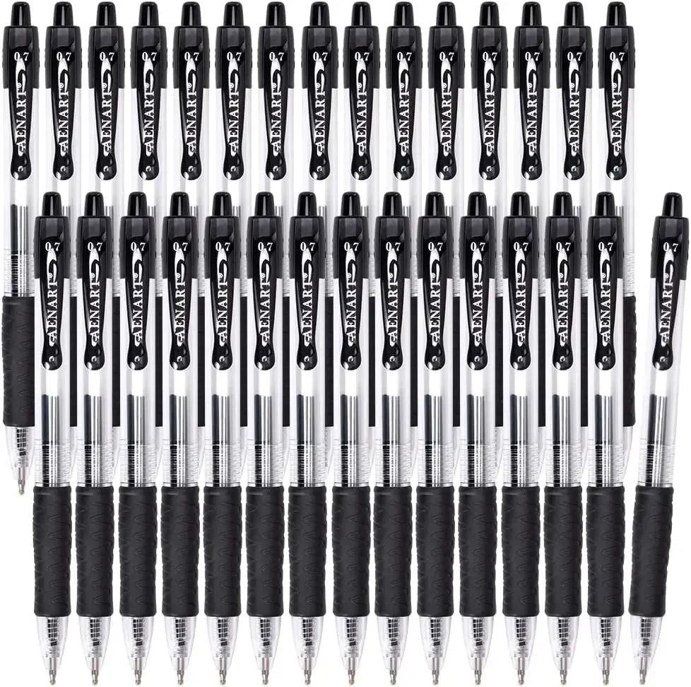 30 Pack Black Gel Pens, Fine Point Retractable Rollerball for Smooth Writing (0.7mm), School Office Supplies Peaceful Pleasures Health and Wellness United States