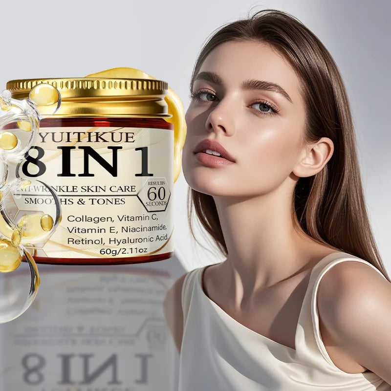 Yuitikue 8 in 1 Anti-Wrinkle Face Cream, 60g Collagen Retinol Vitamin C Cream for Smoothing & Toning Skin Care Peaceful Pleasures Health and Wellness