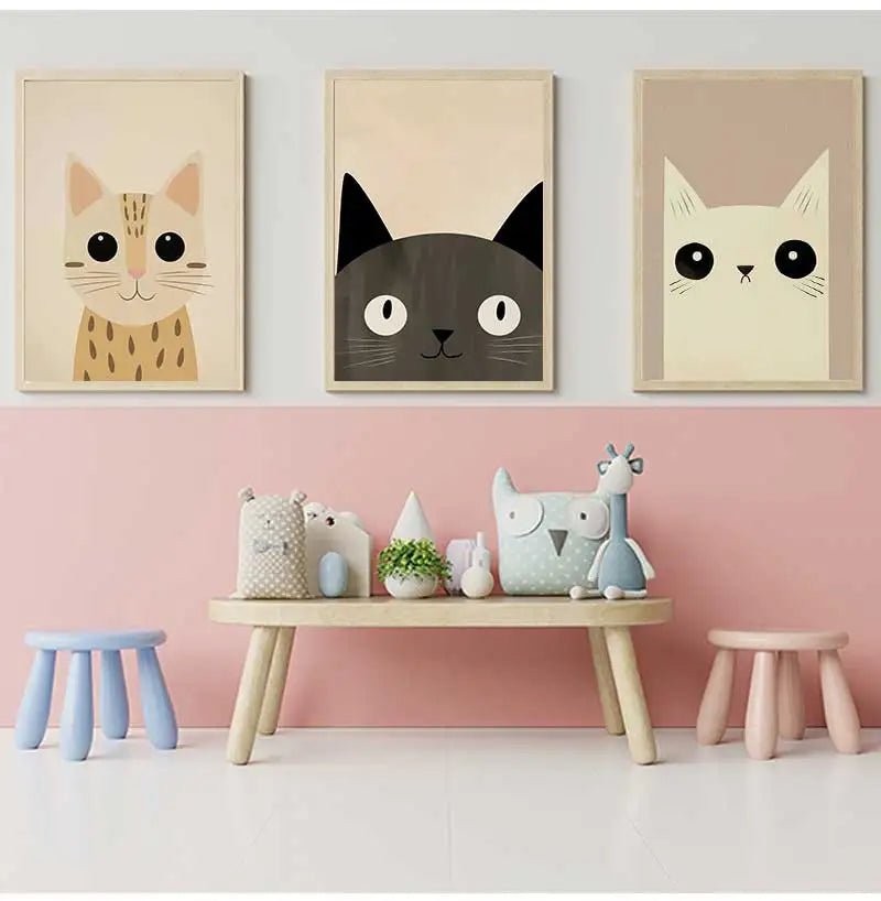 Cute Cat Canvas Wall Art Print – Kids Room & Nursery Decor Canvas Wall Art Print Peaceful Pleasures Health and Wellness
