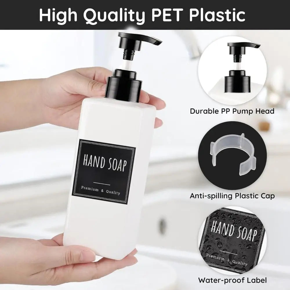 3-Pack 500ml Soap Dispenser Set with Labels | Bathroom