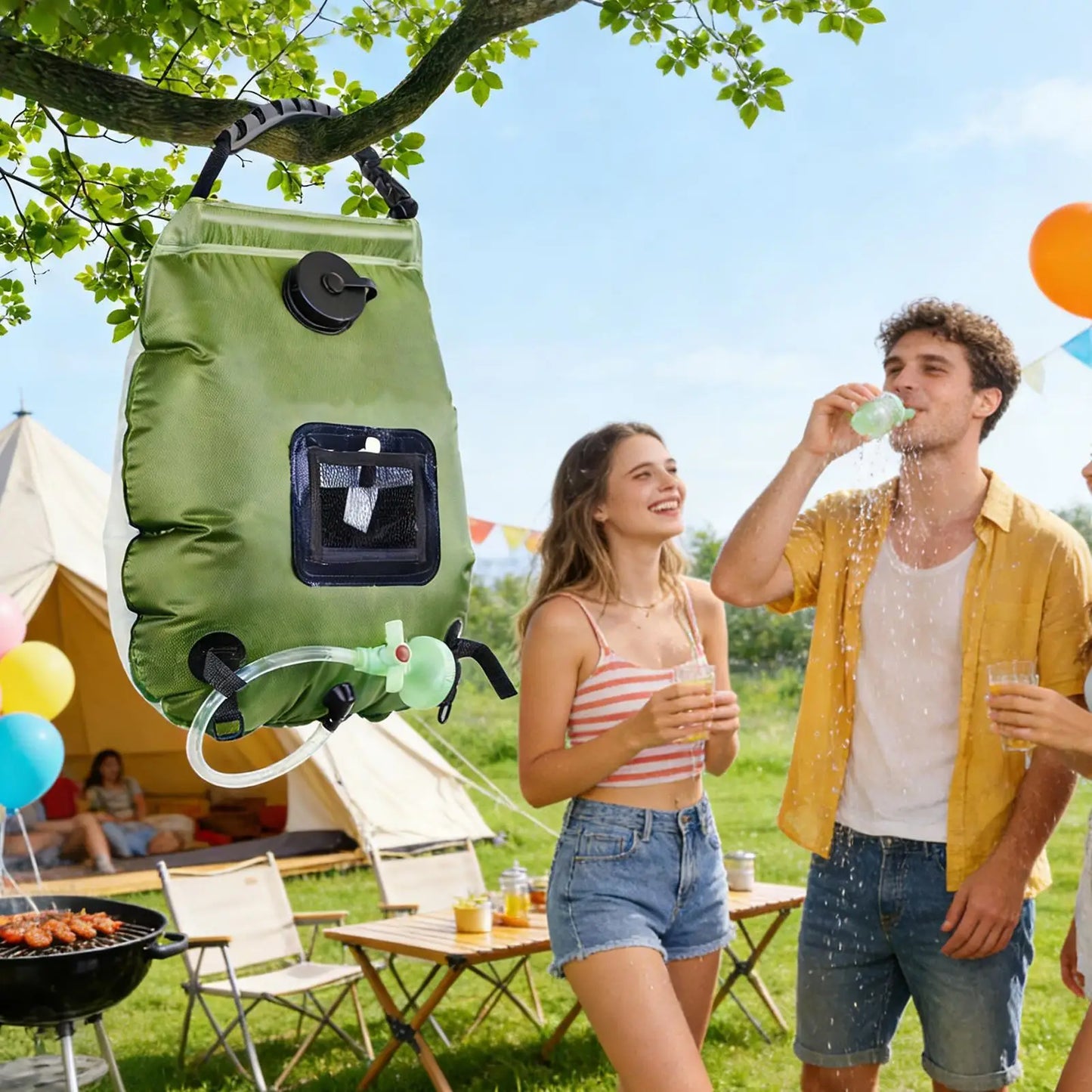 5-Gallon Solar Camping Shower Bag with Shower Head & Hose