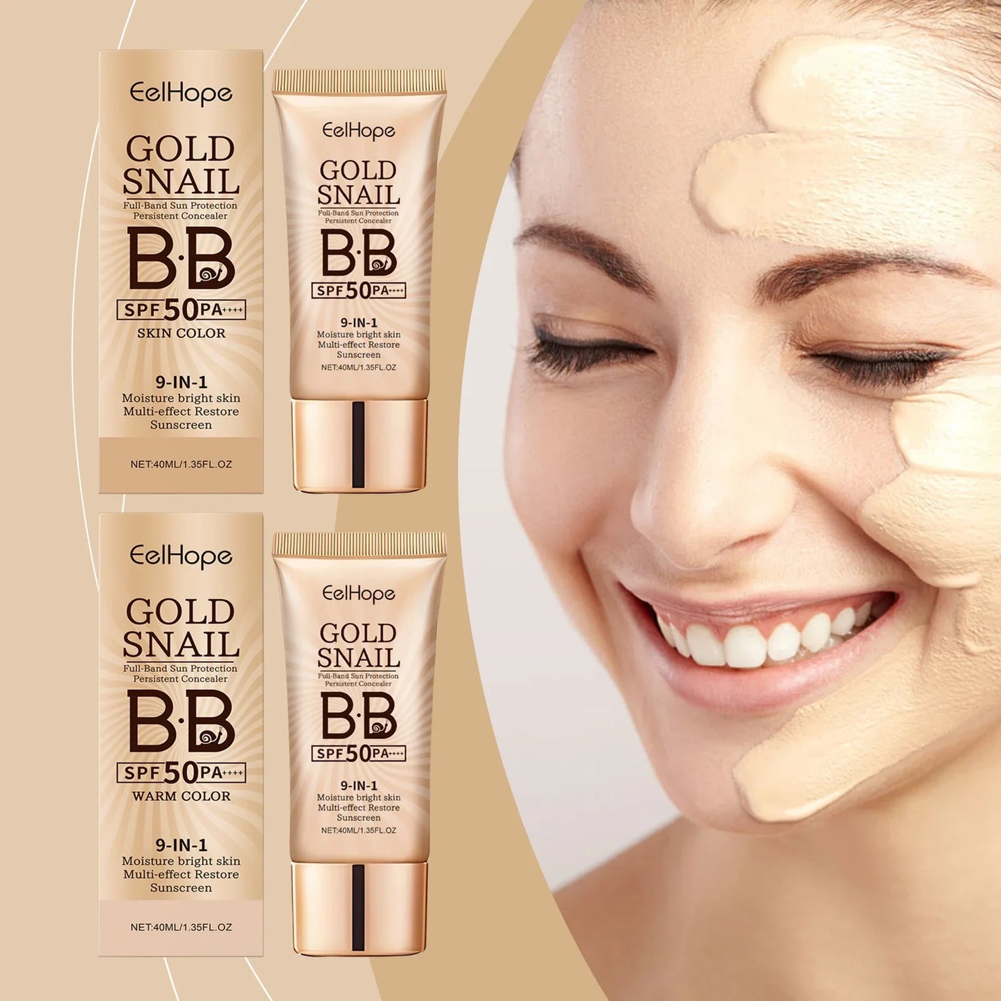 Eelhope BB Cream Foundation – Waterproof, SPF & Concealer 40ml