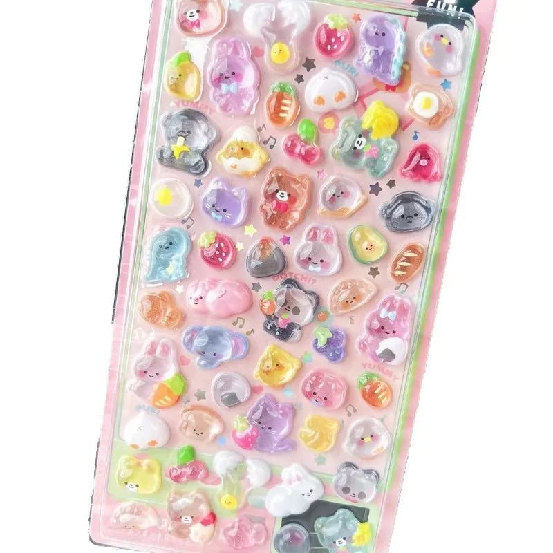 3D Kawaii Stickers – Ice Cream Fruit & Pets Scrapbook Decals