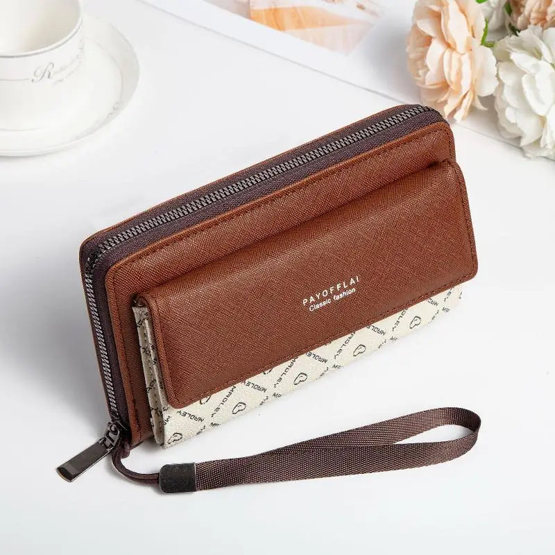 Men's PU Long Wallet Zipper Clutch – Card Slots & Phone Bag