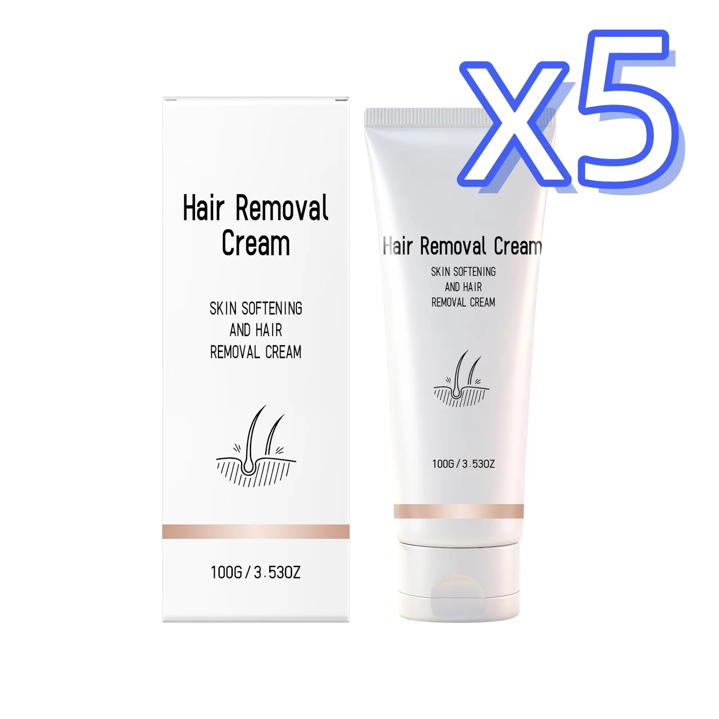 Instant Painless Hair Removal Cream for Smooth Skin Peaceful Pleasures Health and Wellness 100g Boxed x 5PCS