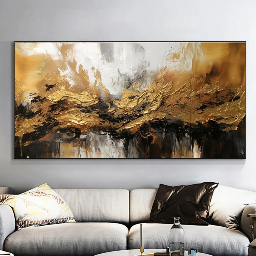 Wall Painting Abstract Golden Art Wall Pictures For Living Room Canvas Painting Home Decor Posters And Prints Vintage Cuadros Peaceful Pleasures Health and Wellness zl1 9 20x40cm